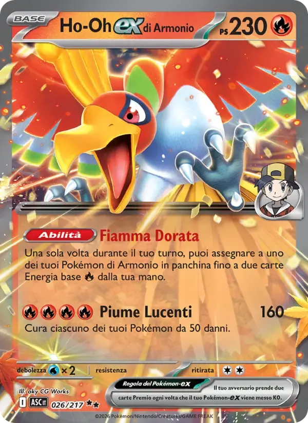 Ho-Oh-ex di Armonio — Ascesa Eroica 26 Italian Pokémon card