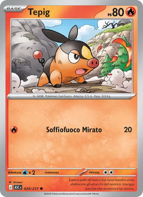 Tepig — Ascesa Eroica 29 Italian Pokémon card