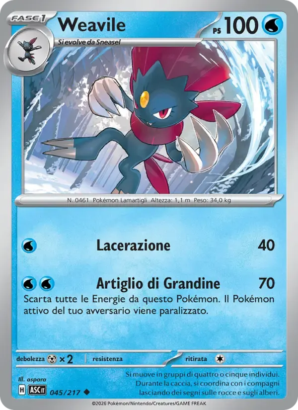 Weavile — Ascesa Eroica 45 Italian Pokémon card