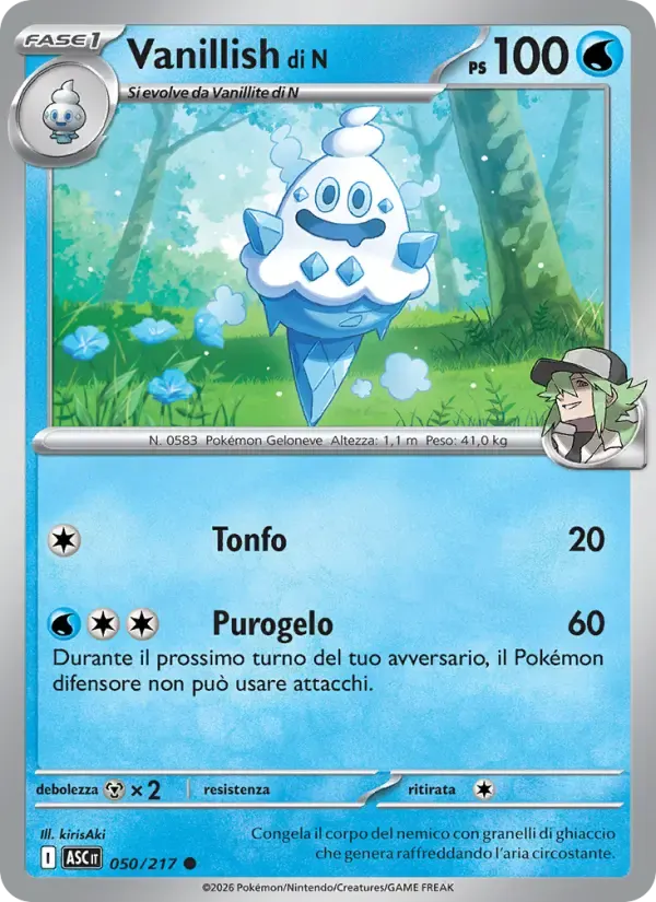 Vanillish di N — Ascesa Eroica 50 Italian Pokémon card