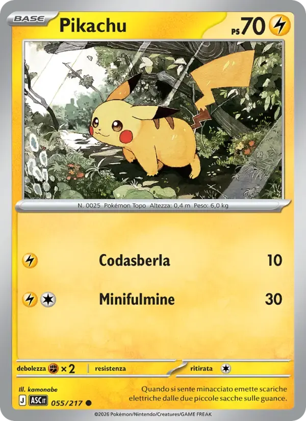 Pikachu — Ascesa Eroica 55 Italian Pokémon card