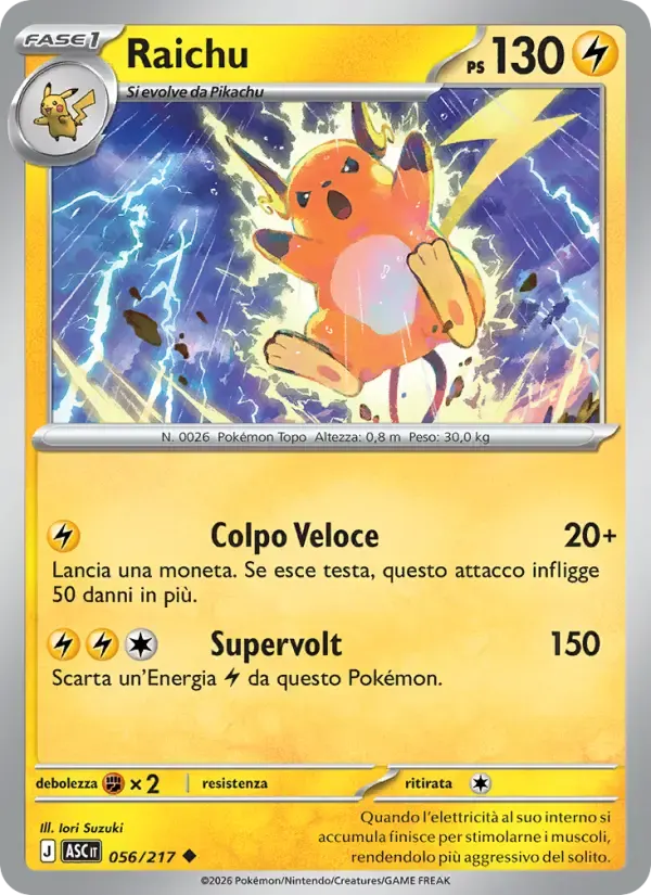 Raichu — Ascesa Eroica 56 Italian Pokémon card