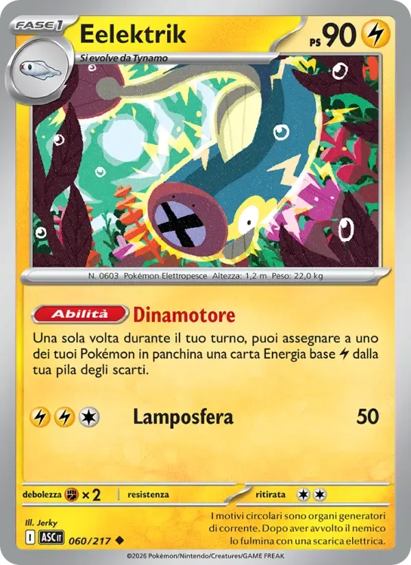 Eelektrik — Ascesa Eroica 60 Italian Pokémon card