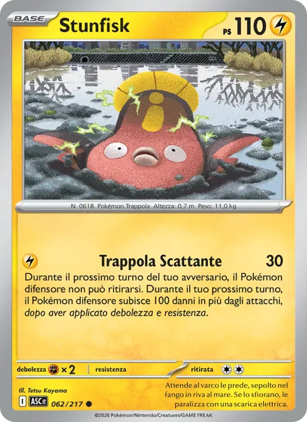 Stunfisk — Ascesa Eroica 62 Italian Pokémon card