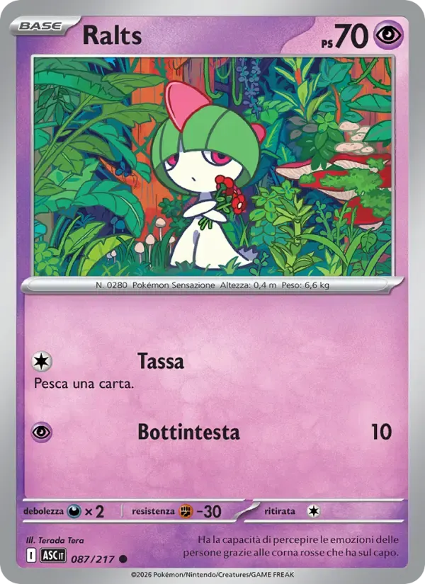 Ralts — Ascesa Eroica 87 Italian Pokémon card