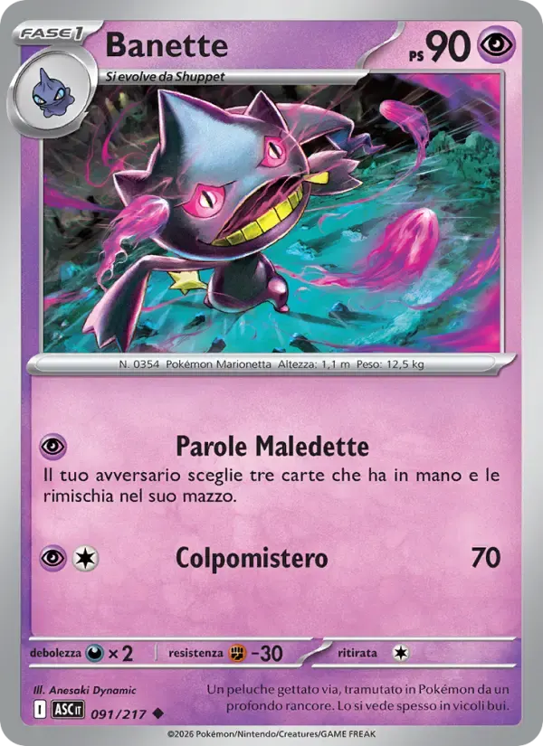 Banette — Ascesa Eroica 91 Italian Pokémon card