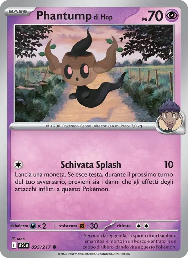 Phantump di Hop — Ascesa Eroica 95 Italian Pokémon card