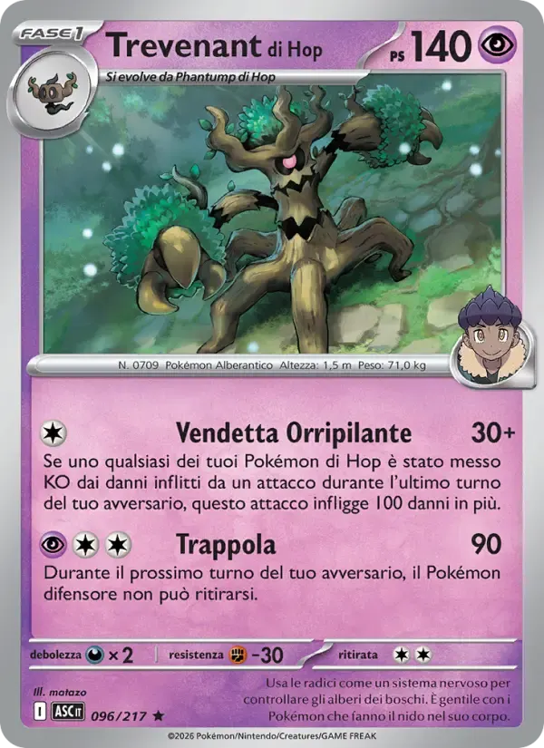 Trevenant di Hop — Ascesa Eroica 96 Italian Pokémon card