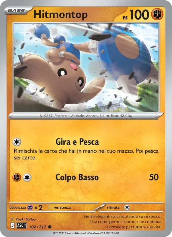 Hitmontop — Ascesa Eroica 102 Italian Pokémon card