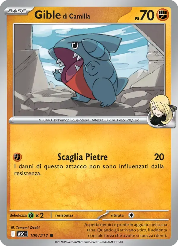 Gible di Camilla — Ascesa Eroica 109 Italian Pokémon card