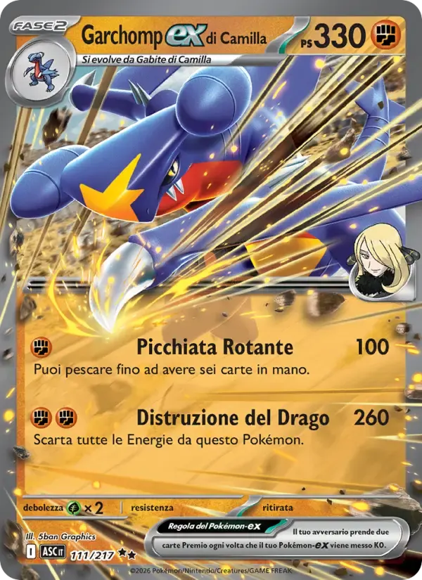 Garchomp-ex di Camilla — Ascesa Eroica 111 Italian Pokémon card