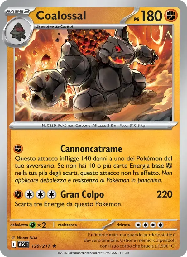 Coalossal — Ascesa Eroica 120 Italian Pokémon card