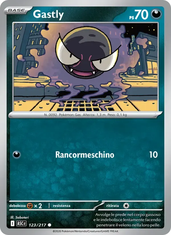 Gastly — Ascesa Eroica 123 Italian Pokémon card