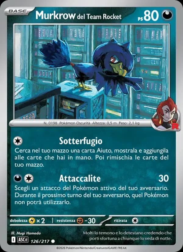 Murkrow del Team Rocket — Ascesa Eroica 126 Italian Pokémon card