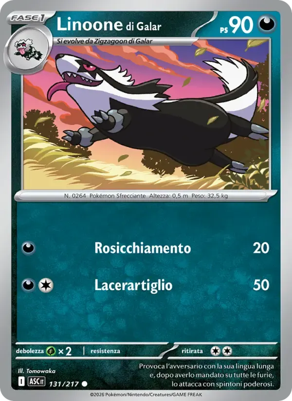 Linoone di Galar — Ascesa Eroica 131 Italian Pokémon card