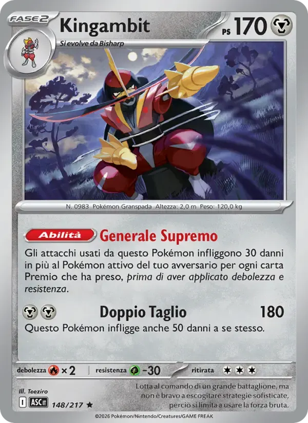 Kingambit — Ascesa Eroica 148 Italian Pokémon card