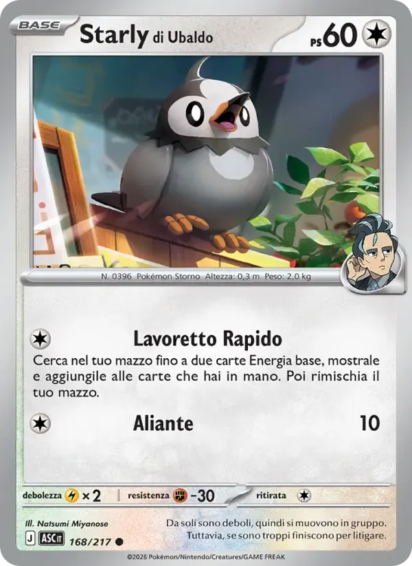 Starly di Ubaldo — Ascesa Eroica 168 Italian Pokémon card