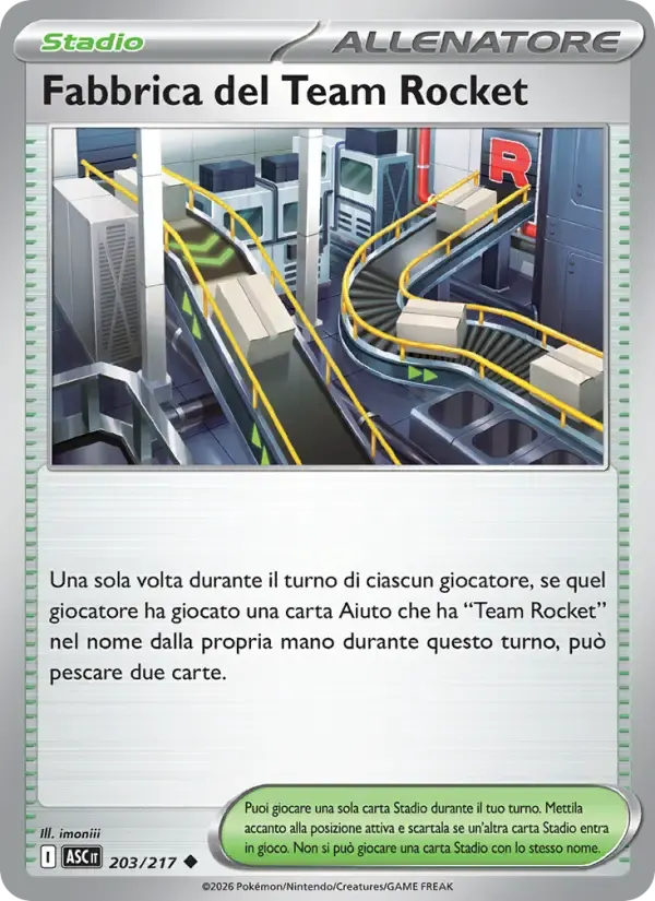 Fabbrica del Team Rocket — Ascesa Eroica 203 Italian Pokémon card