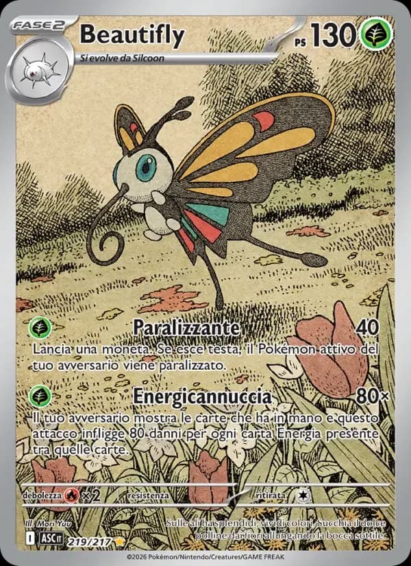 Beautifly — Ascesa Eroica 219 Italian Pokémon card