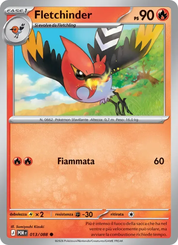 Fletchinder — Equilibrio Perfetto 13 Italian Pokémon card