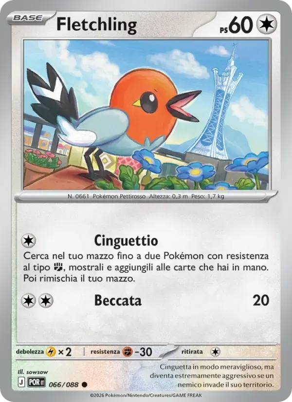 Fletchling — Equilibrio Perfetto 66 Italian Pokémon card