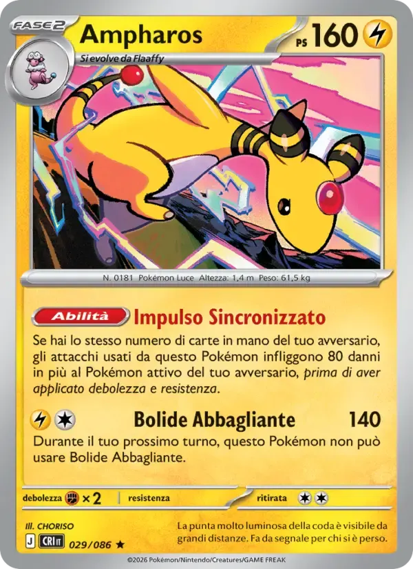 Ampharos — Caos Nascente 29 Italian Pokémon card