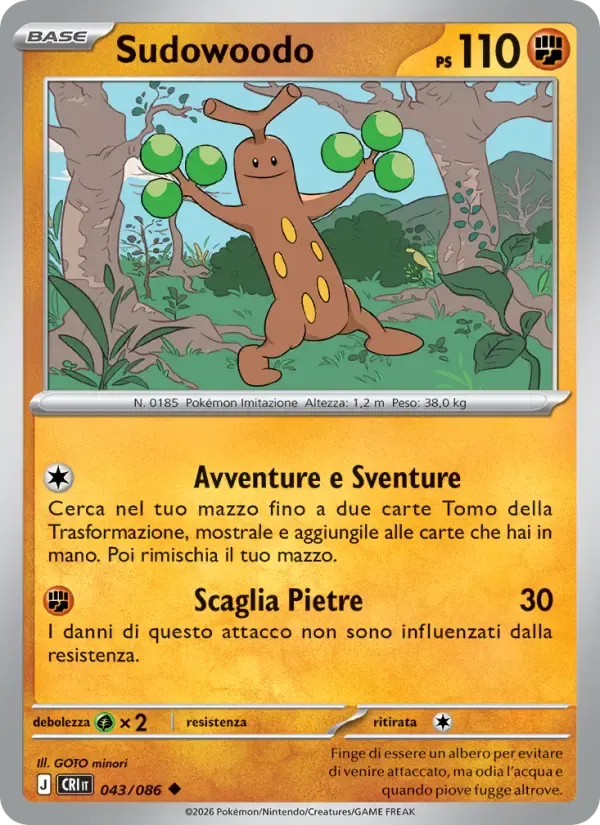 Sudowoodo — Caos Nascente 43 Italian Pokémon card
