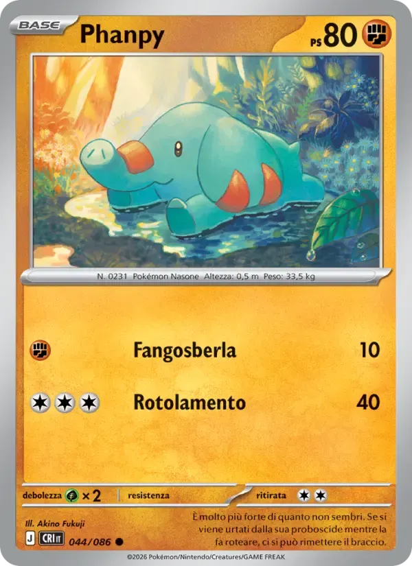 Phanpy — Caos Nascente 44 Italian Pokémon card