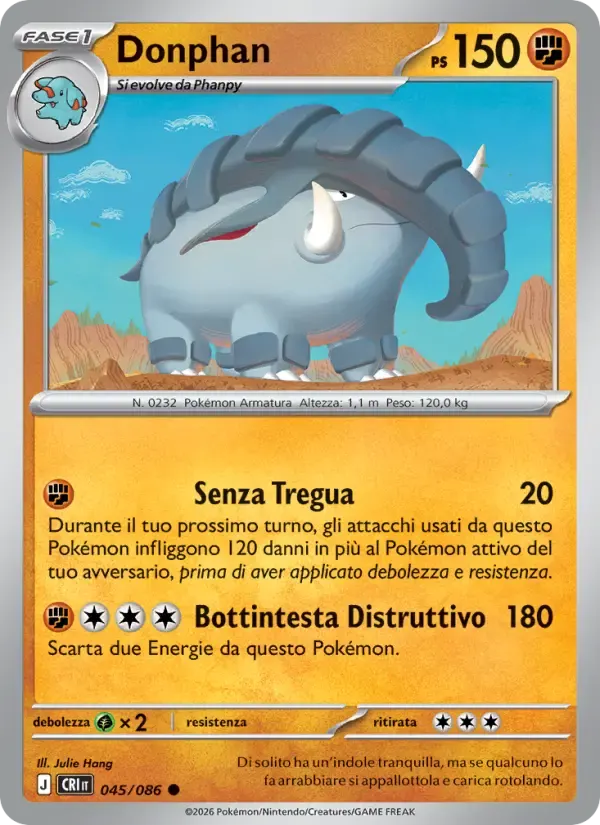 Donphan — Caos Nascente 45 Italian Pokémon card