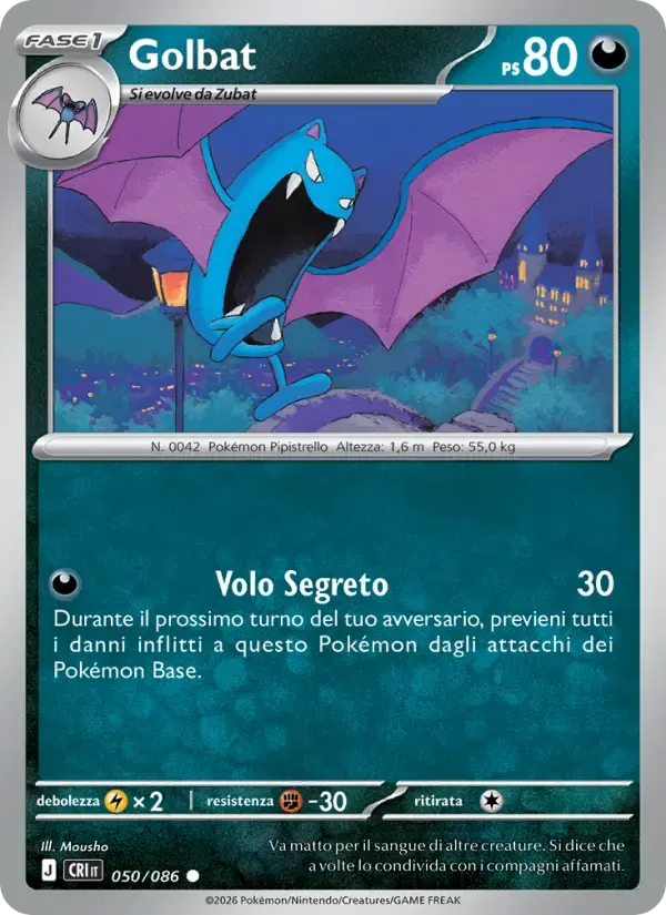 Golbat — Caos Nascente 50 Italian Pokémon card