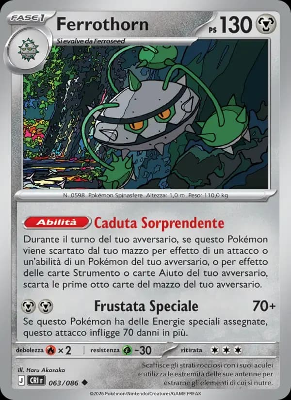 Ferrothorn — Caos Nascente 63 Italian Pokémon card