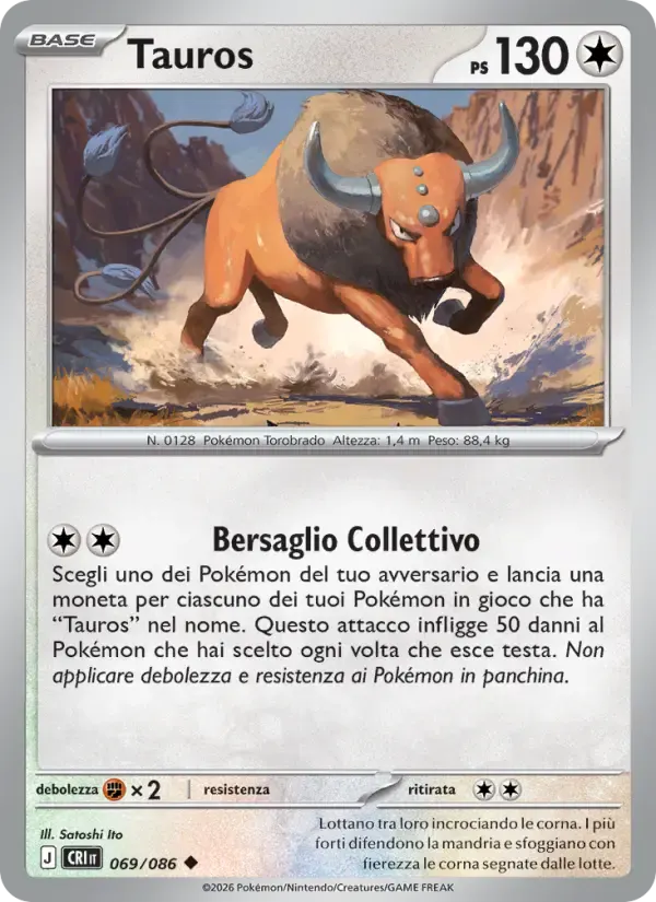 Tauros — Caos Nascente 69 Italian Pokémon card