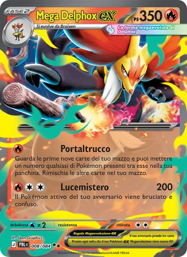 Mega Delphox-ex — Buio Pesto 8 Italian Pokémon card