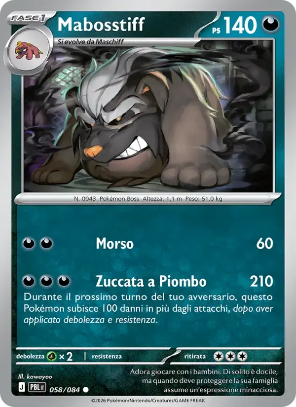 Mabosstiff — Buio Pesto 58 Italian Pokémon card