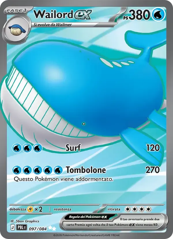 Wailord-ex — Buio Pesto 97 Italian Pokémon card