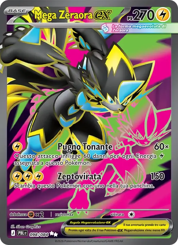 Mega Zeraora-ex — Buio Pesto 98 Italian Pokémon card