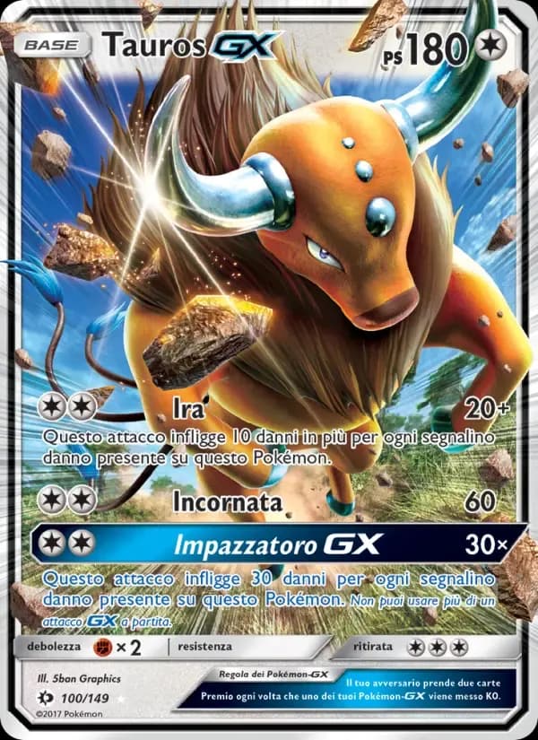 Tauros GX — Sole e Luna 100 Italian Pokémon card