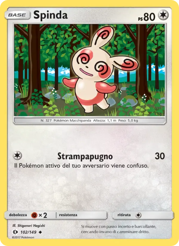 Spinda — Sole e Luna 102 Italian Pokémon card