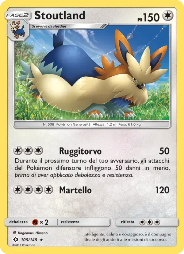 Stoutland — Sole e Luna 105 Italian Pokémon card