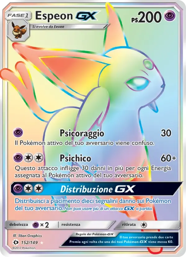 Espeon GX — Sole e Luna 152 Italian Pokémon card
