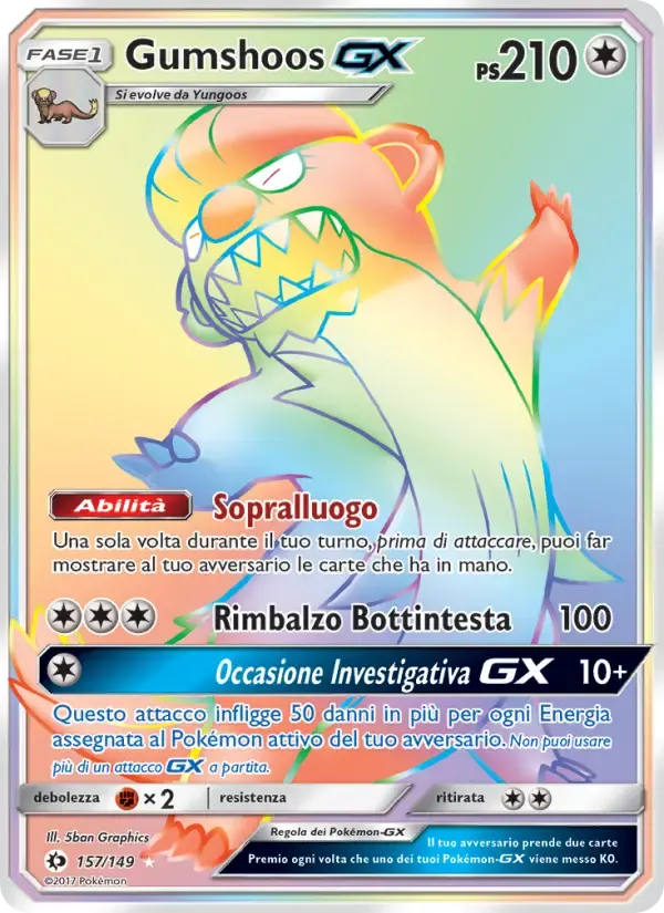 Gumshoos GX — Sole e Luna 157 Italian Pokémon card