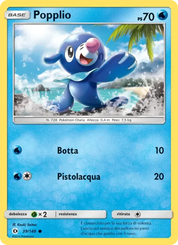 Popplio — Sole e Luna 39 Italian Pokémon card