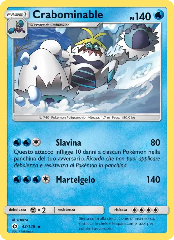 Crabominable — Sole e Luna 43 Italian Pokémon card
