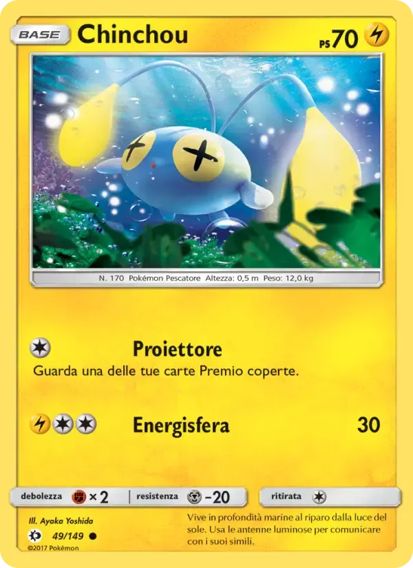 Chinchou — Sole e Luna 49 Italian Pokémon card