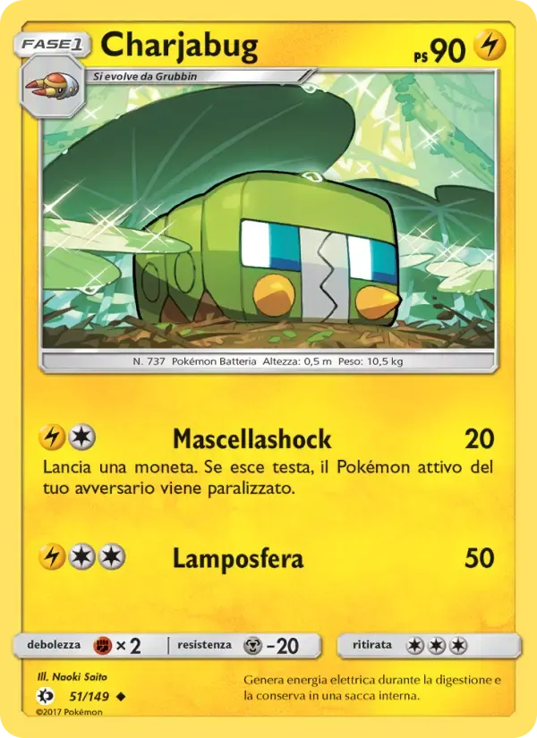 Charjabug — Sole e Luna 51 Italian Pokémon card