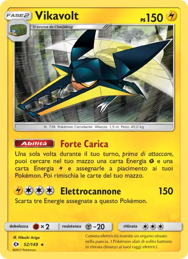 Vikavolt — Sole e Luna 52 Italian Pokémon card
