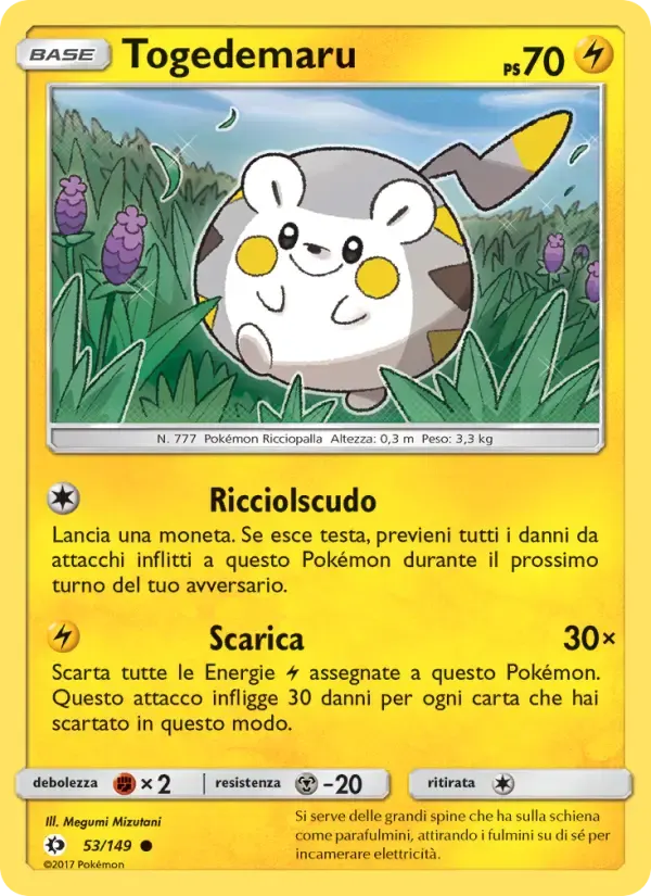 Togedemaru — Sole e Luna 53 Italian Pokémon card