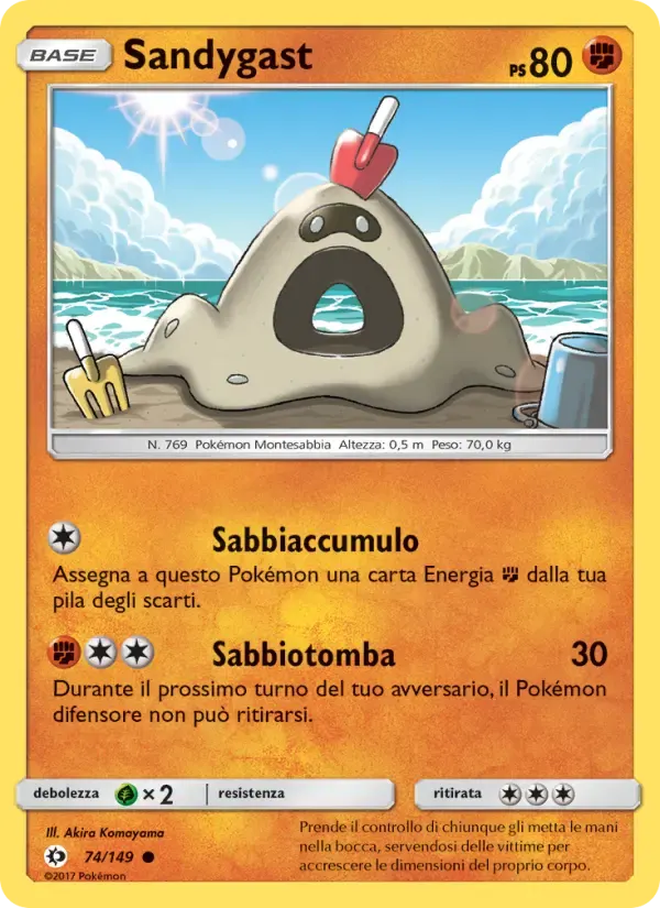 Sandygast — Sole e Luna 74 Italian Pokémon card