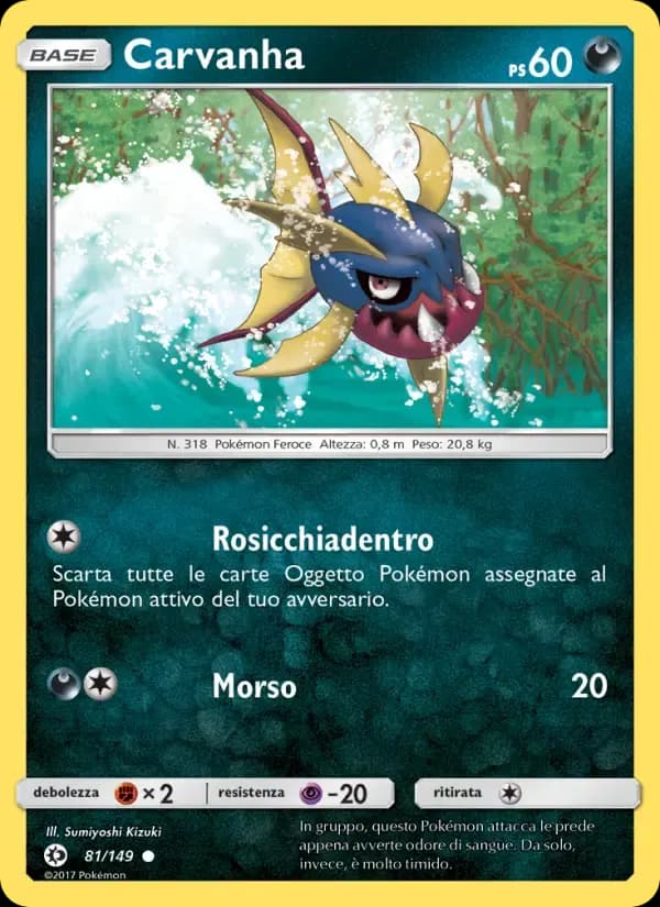 Carvanha — Sole e Luna 81 Italian Pokémon card