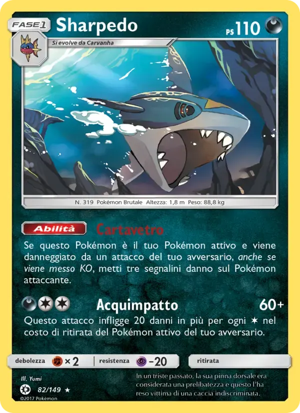 Sharpedo — Sole e Luna 82 Italian Pokémon card
